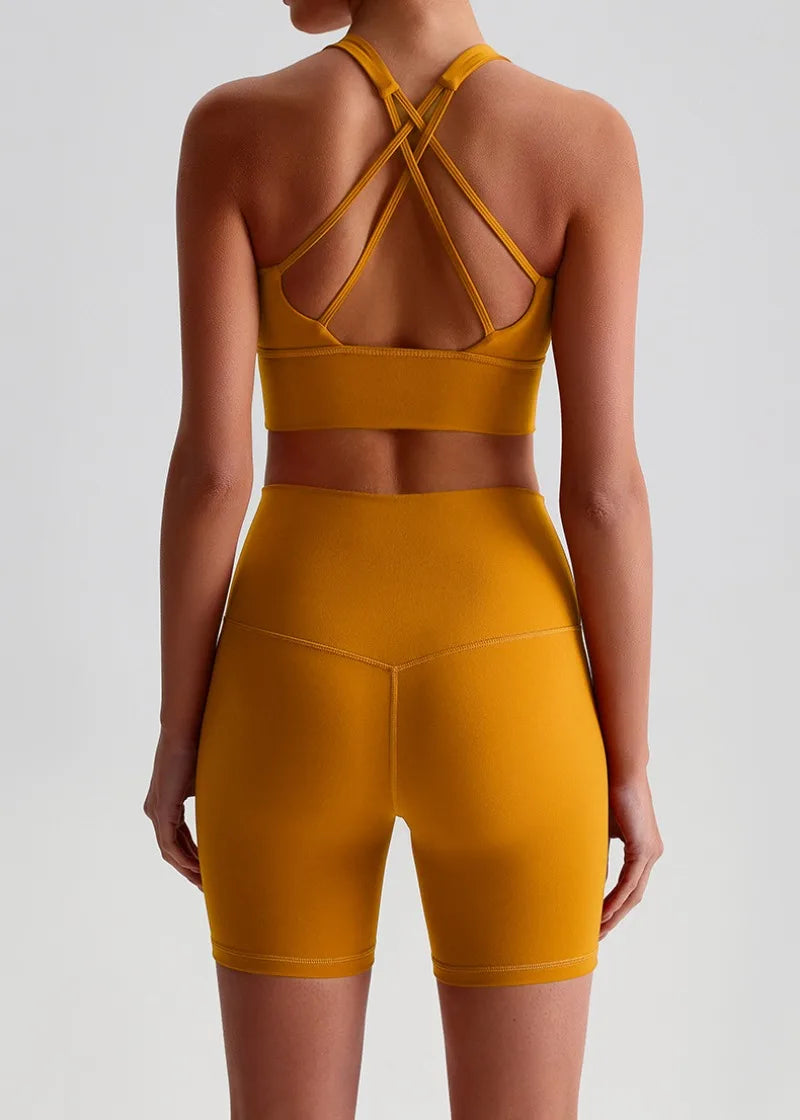 Women’s Seamless Yoga Set - Quick-Dry Naked Feel Backless Bra Booty-Lifting Shorts