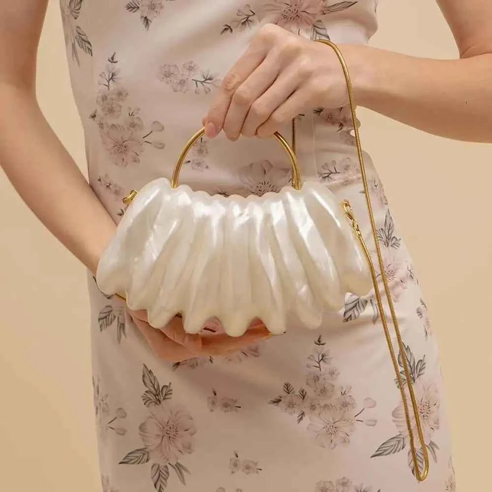 Designer Women Acrylic Mini Pearl White Ivory Bag