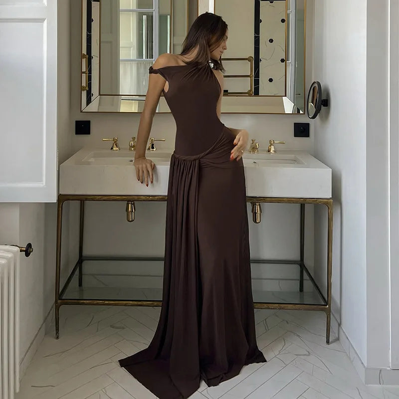 Off-shoulder Pleated Maxi Dress Women’s