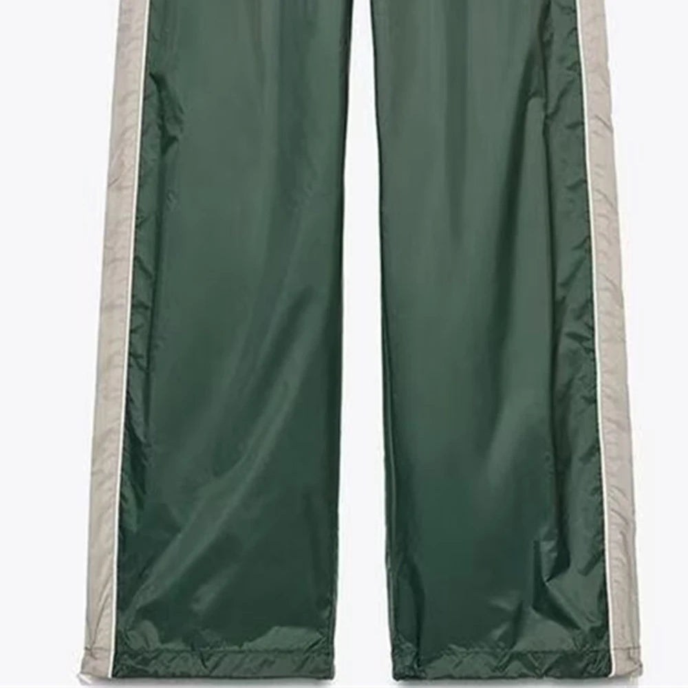 Women’s Color Blocked Short Style Stand up Collar Long Sleeve Pants Set