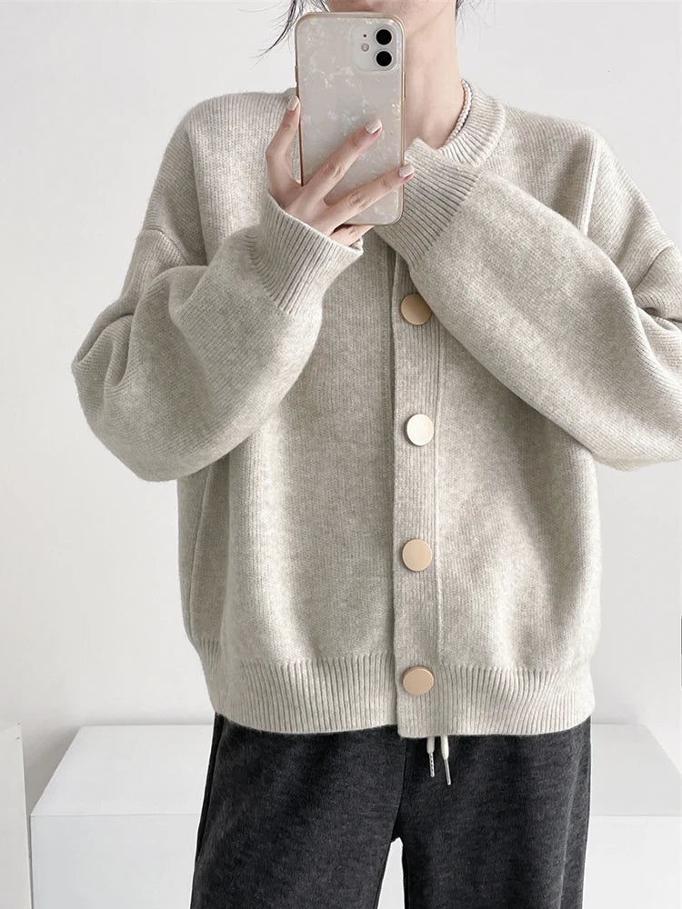 Women Cardigans Sweater O-neck Autumn Winter Knitted Loose - Norellé