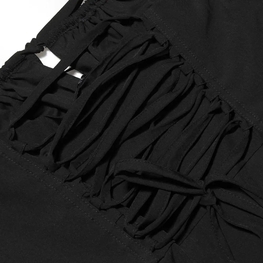 Summer Spaghetti Strap Midi Dress Elegant Long Lace Up