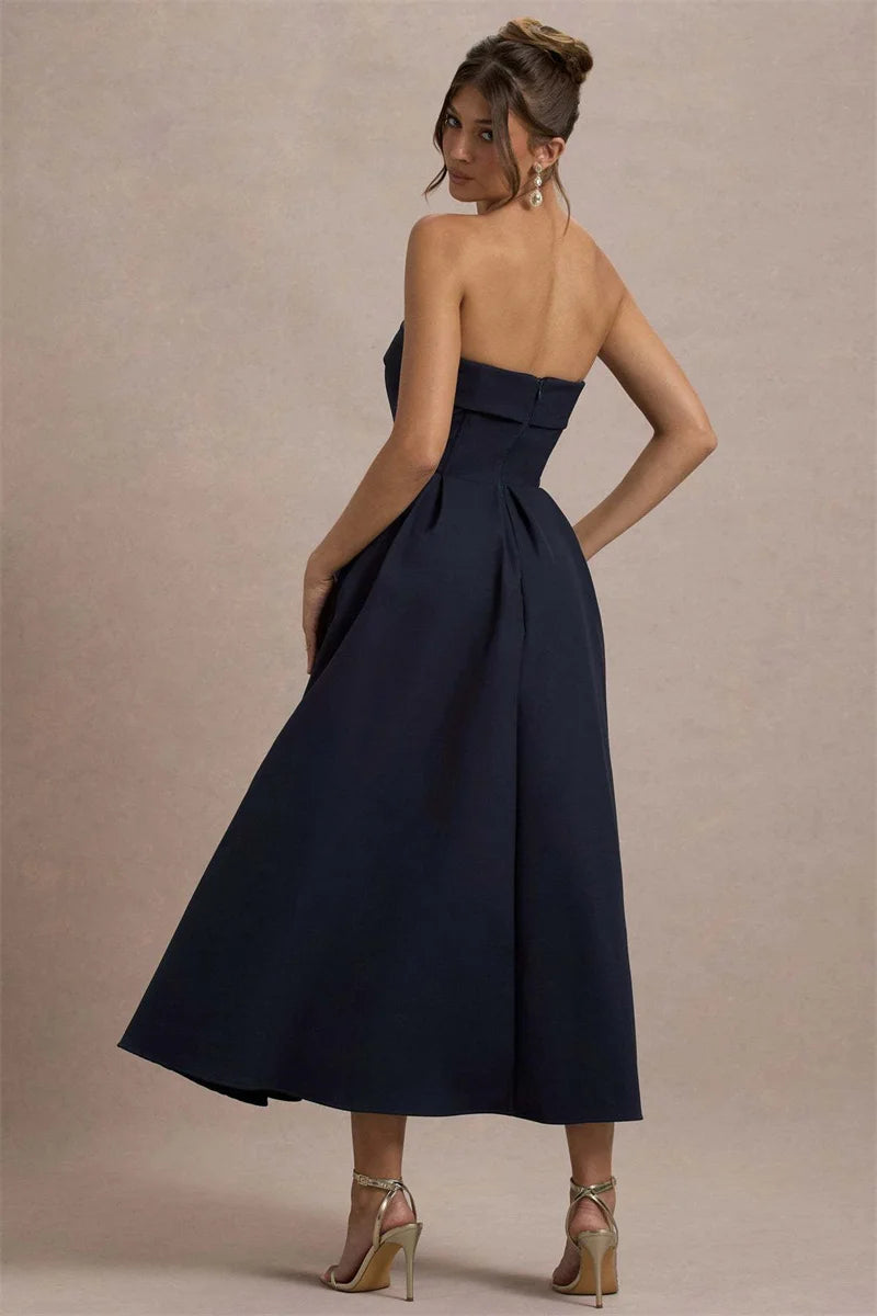 Off-shoulder Strapless Midi Dress Women