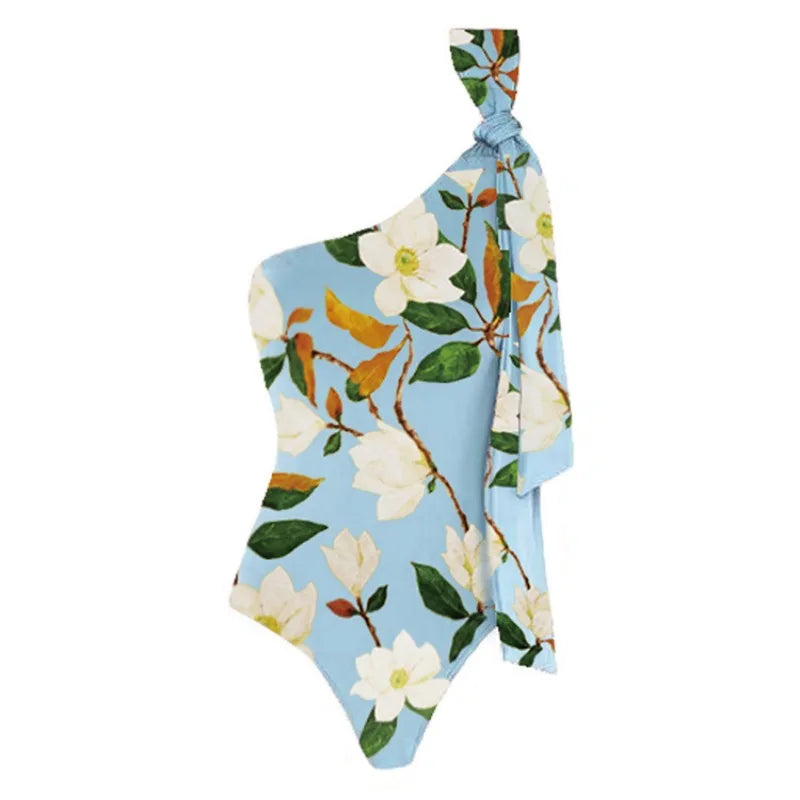Printed One Piece Swimsuit and Skirt Women Swimwear Bodysuit Dress - Norellé