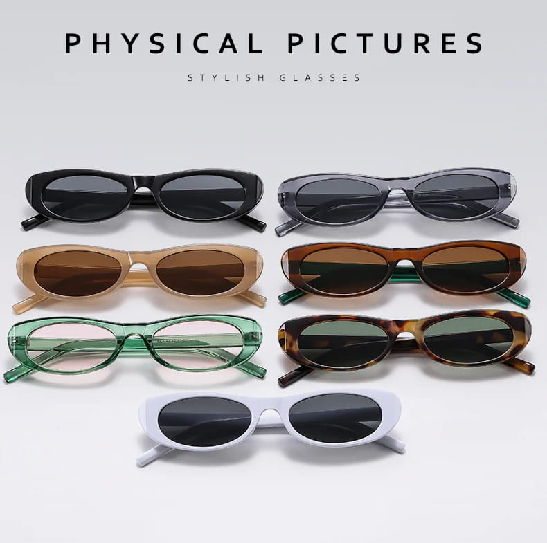 2pcs Cat Eye Narrow Frame Sunglasses Women