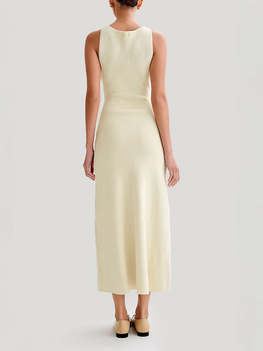 Elegant Single Breasted Dress Women’s Ribbed Knit Tank