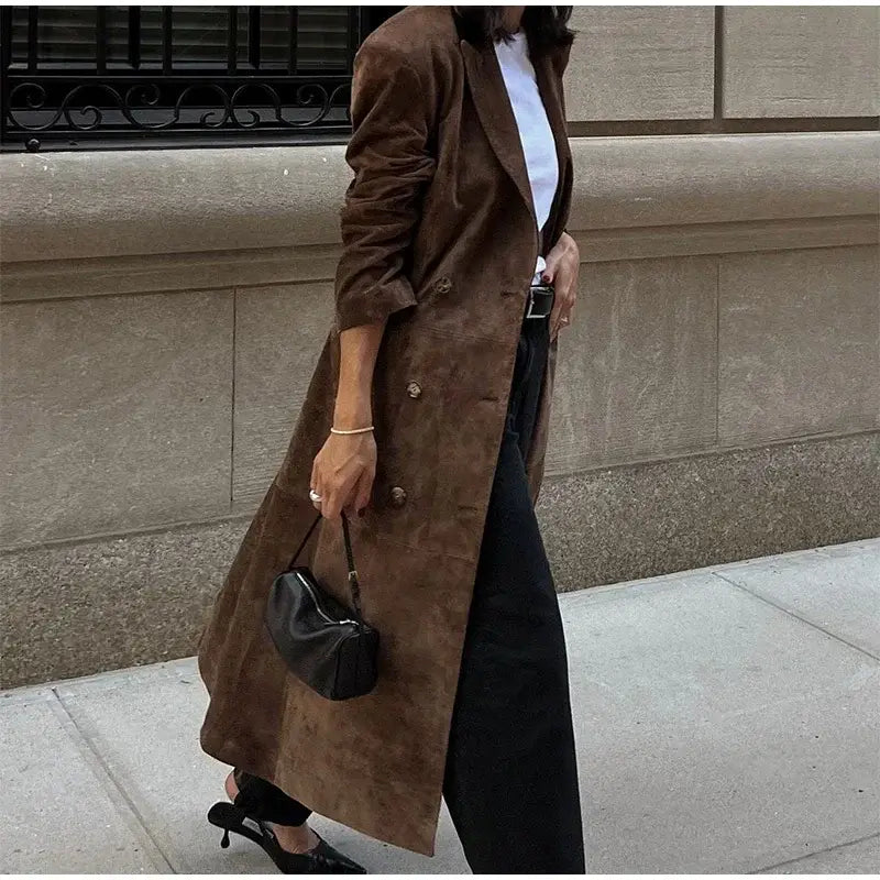 Chic Lapel Double Breasted Lady Oversize Jacket