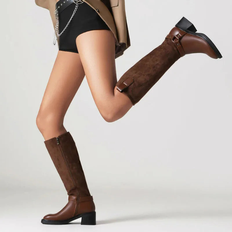 Women Snow Boots Square Heels