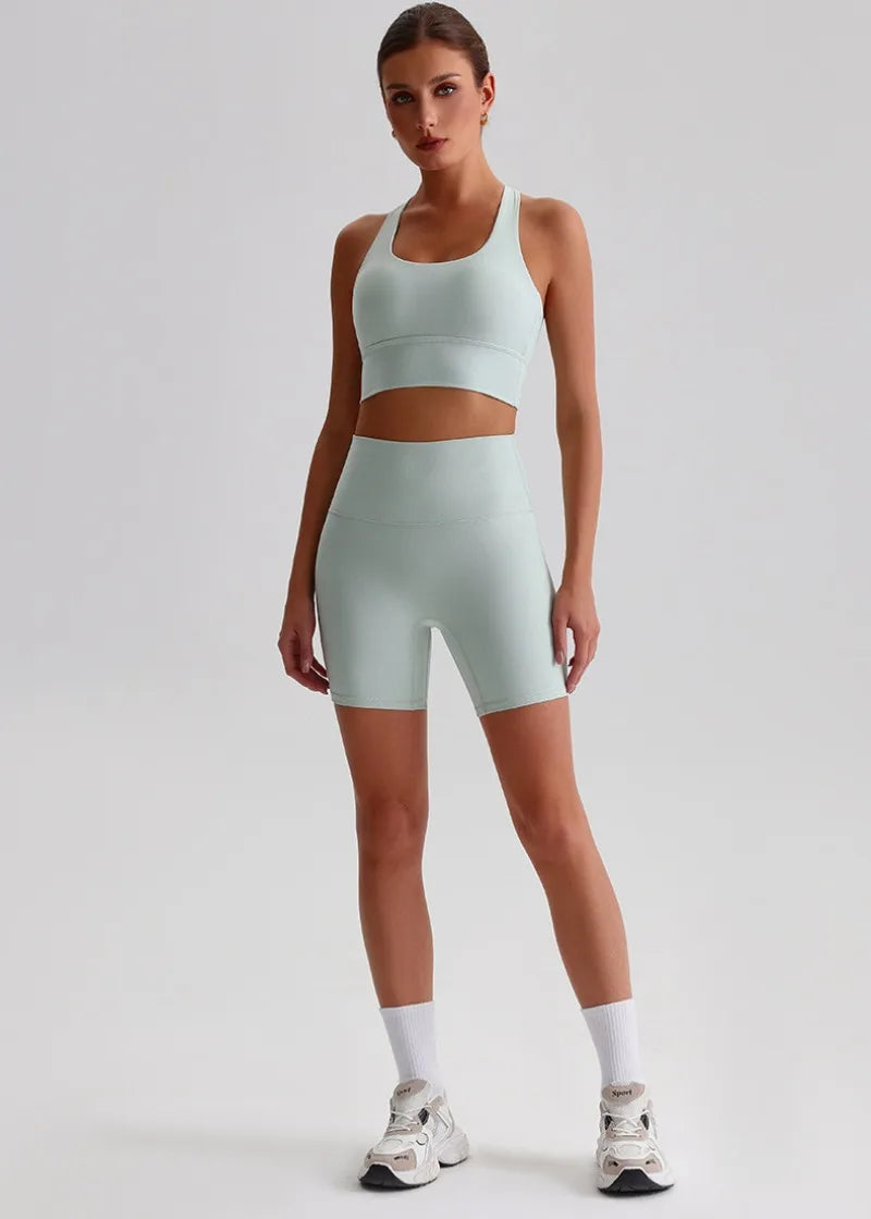 Women’s Seamless Yoga Set - Quick-Dry Naked Feel Backless Bra Booty-Lifting Shorts