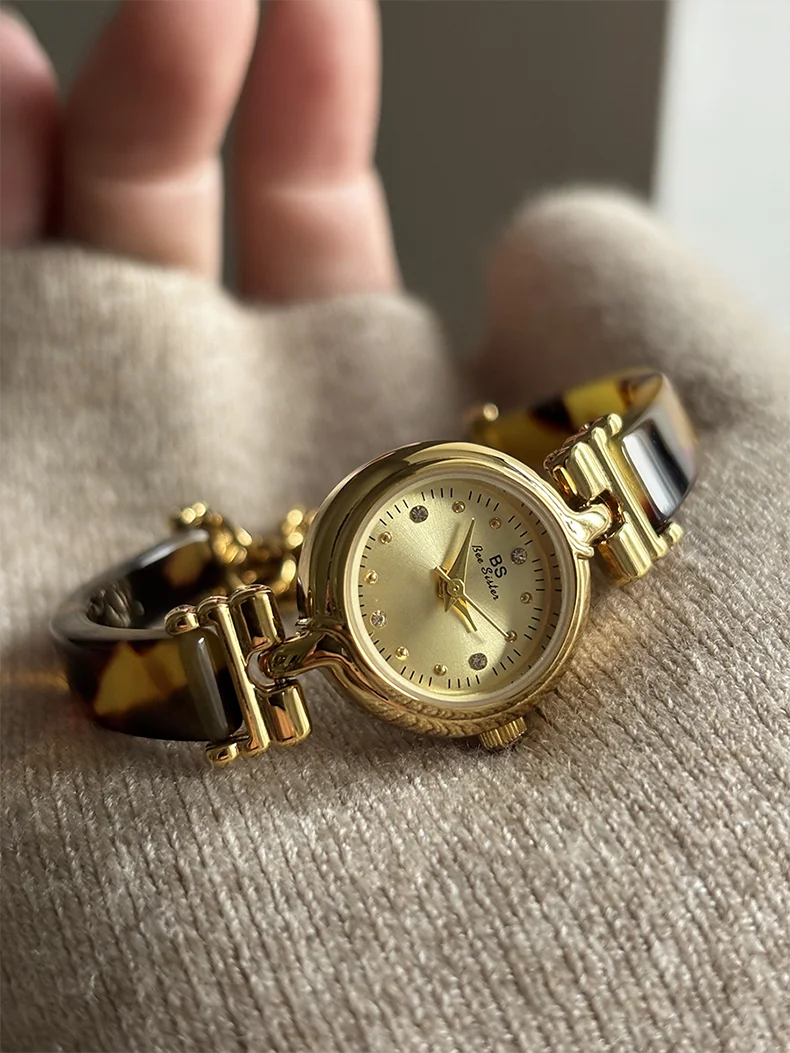 Women Watch Exquisite Amber Tortoiseshell Bracelet Quartz Wristwatch