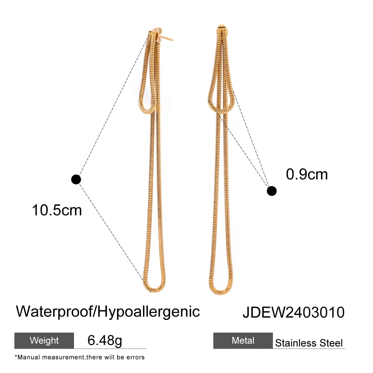 Stainless Steel Tassel Snake Chain Earrings