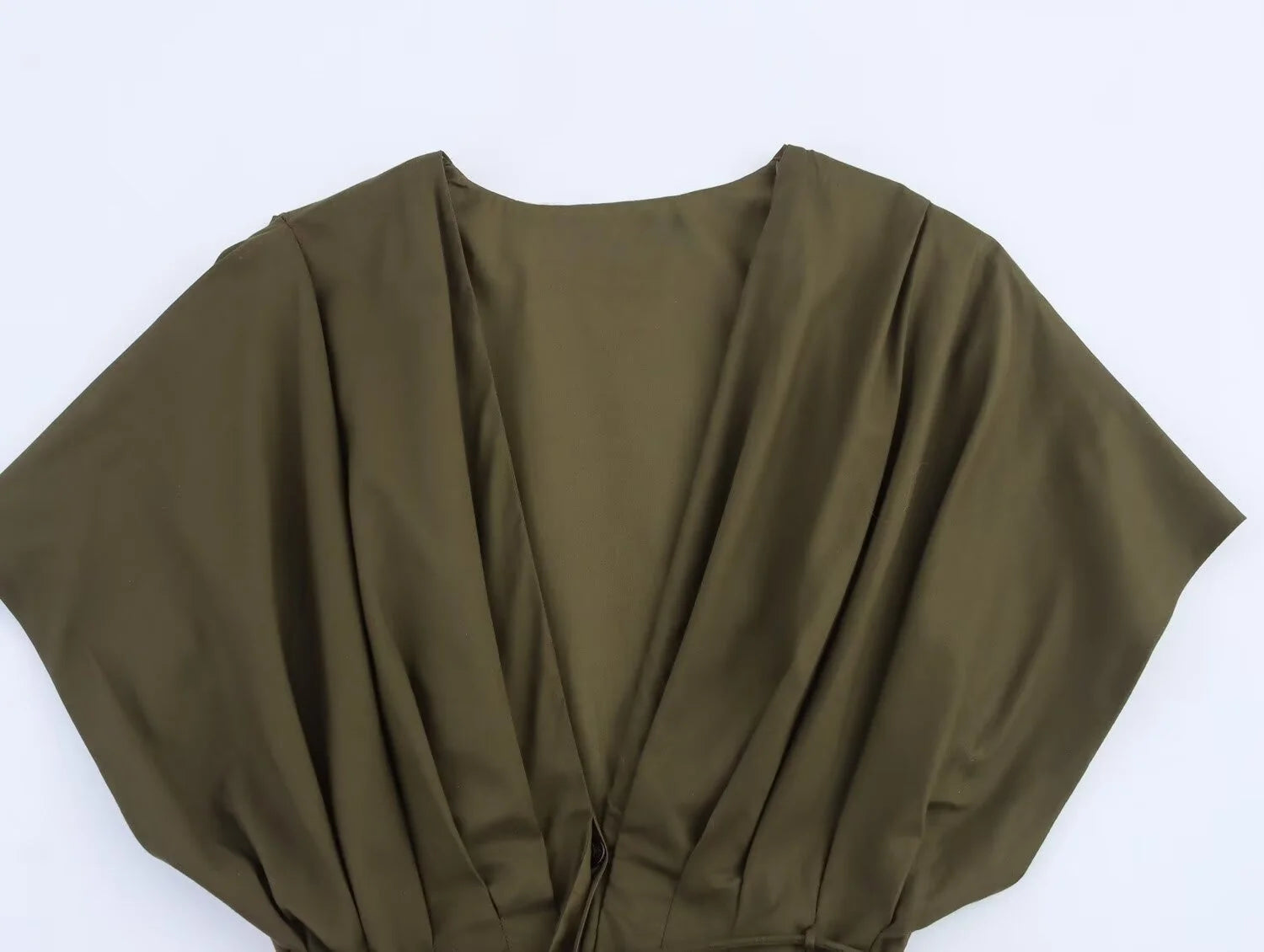 Women’s Casual Drop Shoulder Short Sleeve V-neck Midi Dress