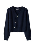 Skew Button Cardigan V-neck Sweater Women Knitted Long - Norellé