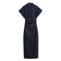 Denim midi dress with lapel side - Norellé