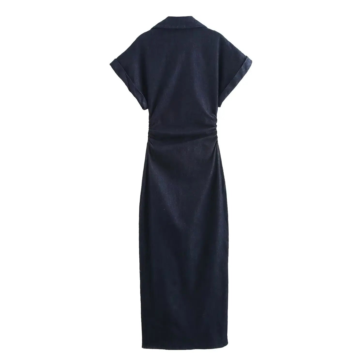 Denim midi dress with lapel side - Norellé