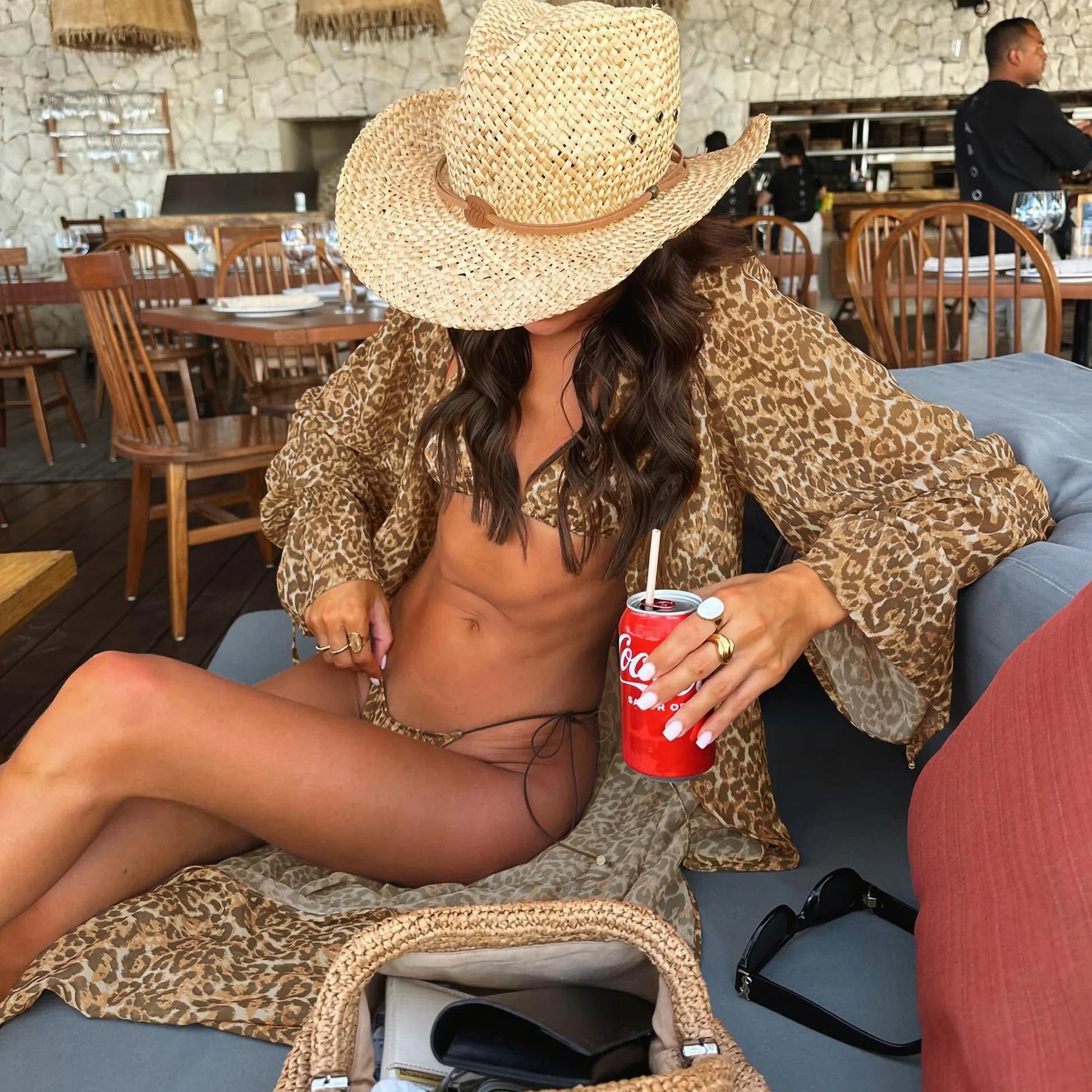 3 Pieces Leopard Bikini Swimsuit with Cover Up  Swimwear Women - Norellé