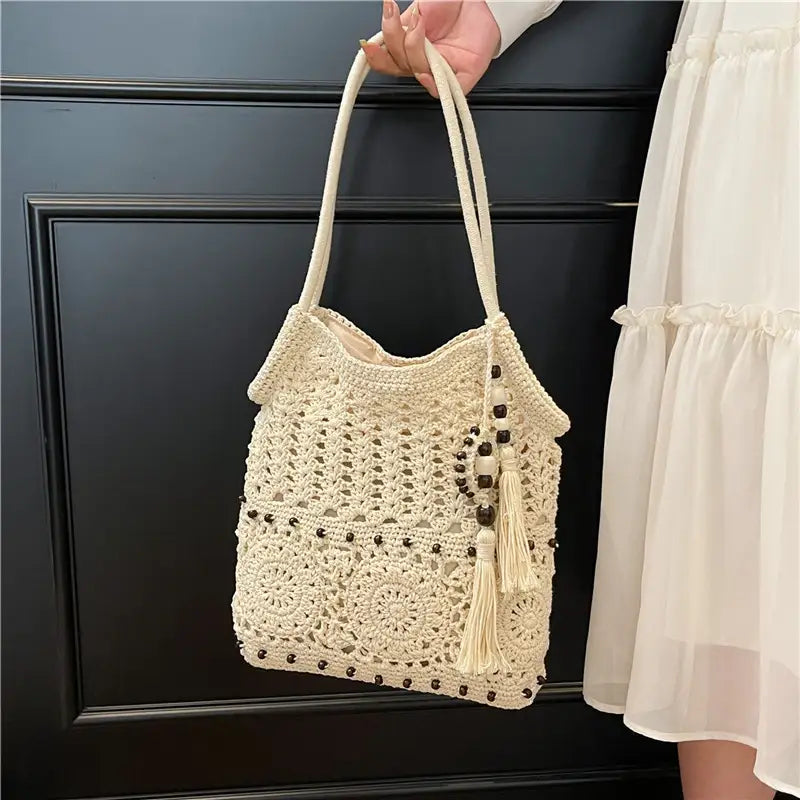 Weave Handbag Large Capacity Shoulder Bag Hollow out Tote