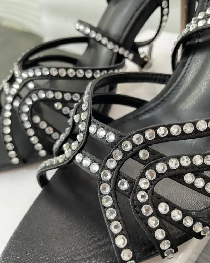 Women’s High-heeled Sandals with Rhinestones