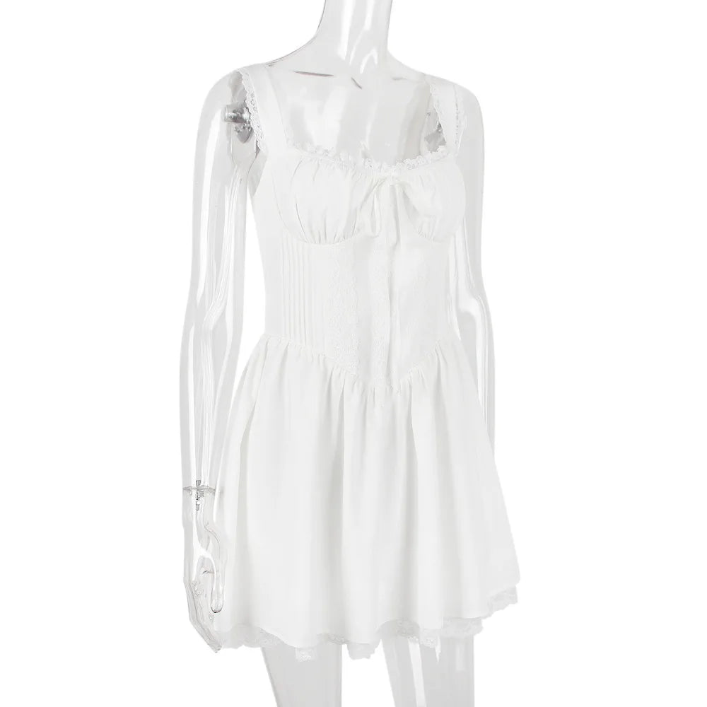 Elegant Spaghetti Strap Backless Mini Dress For Women