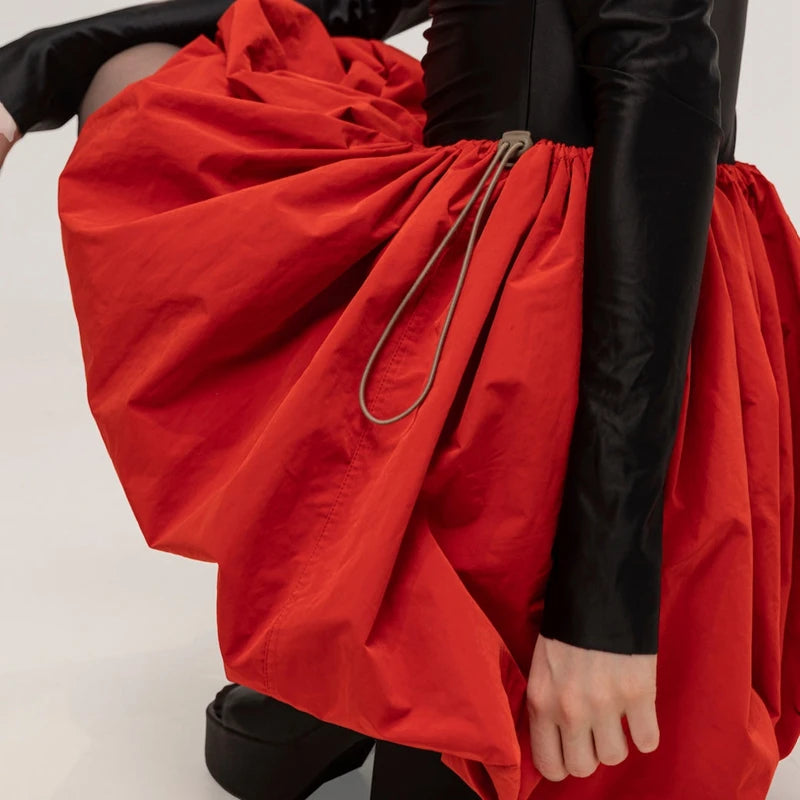 Vintage Loose Fitting Elastic Waist Short Skirt