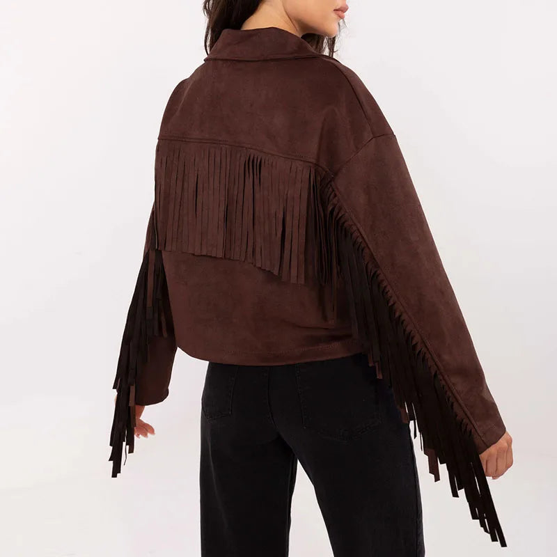 Single Breasted Tassel Women Jackets Vintage