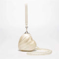 Pearl Oval Ball Beaded Long Chain Women Evening Box Clutch Bag
