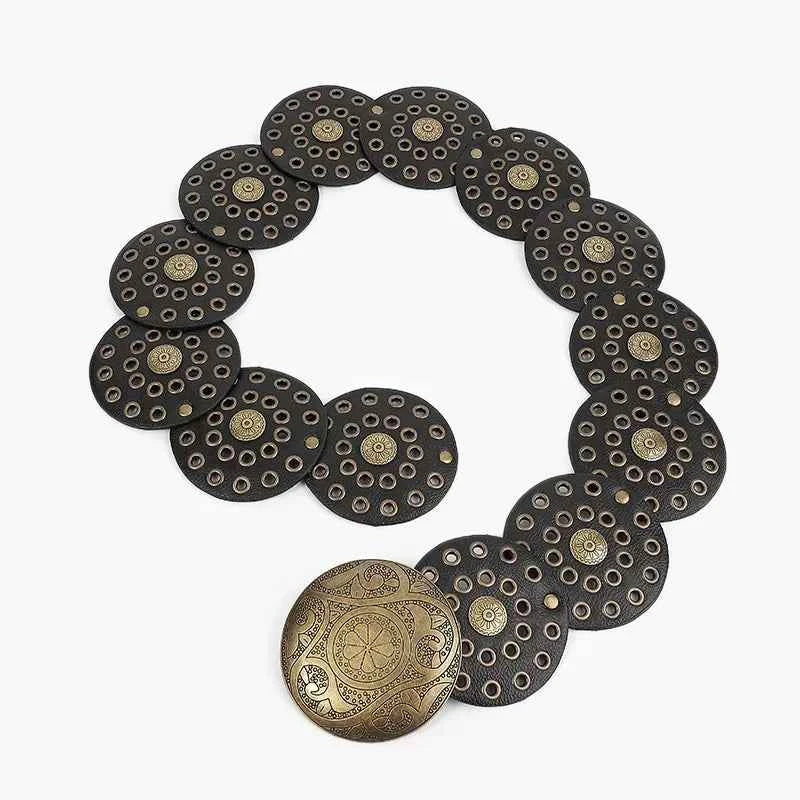 Vintage Rivet Patchwork Design Wide Belts For Women