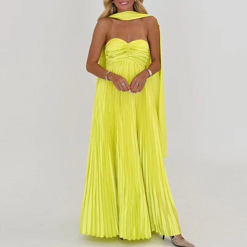Scarf Off Shoulder High Waist Evening Dress