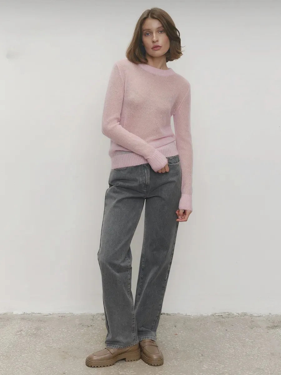 Round Neck Pullover Sweater For Women