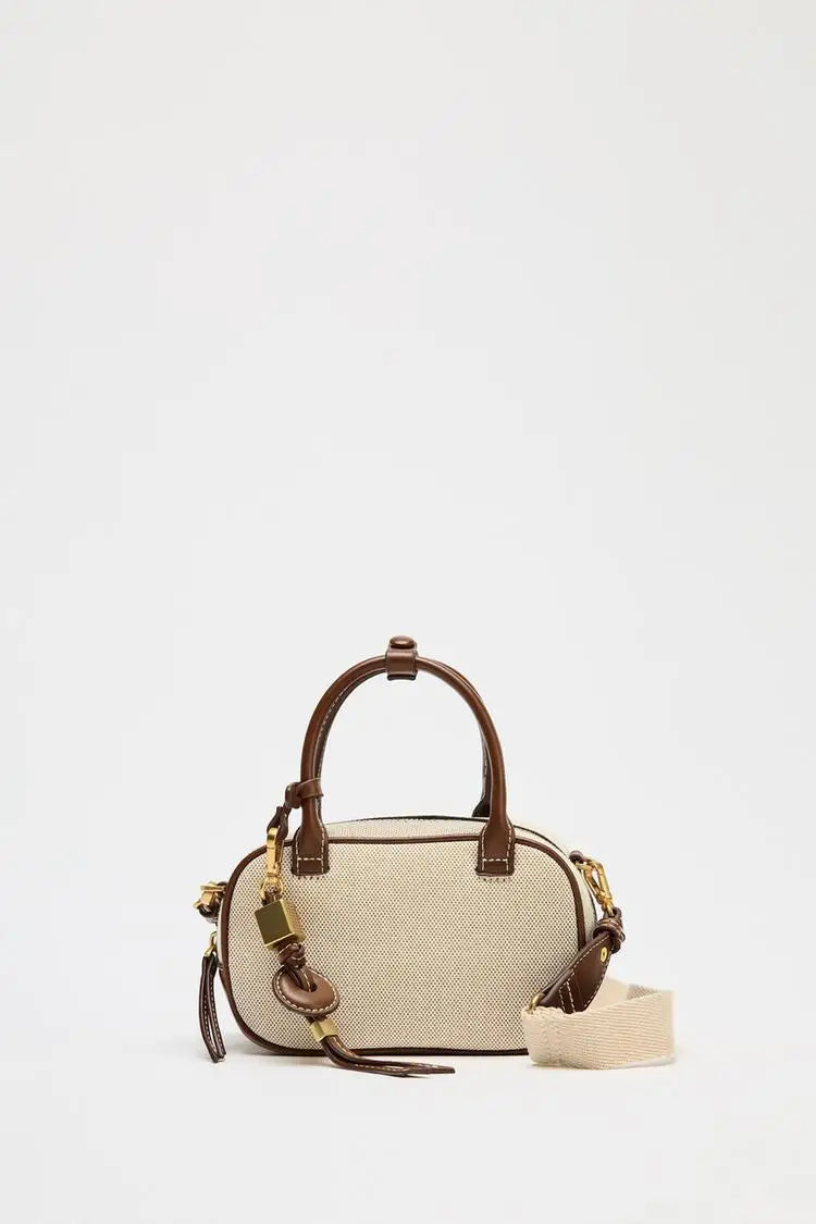 Mini Topstitched Bag Wide Strap Crossbody