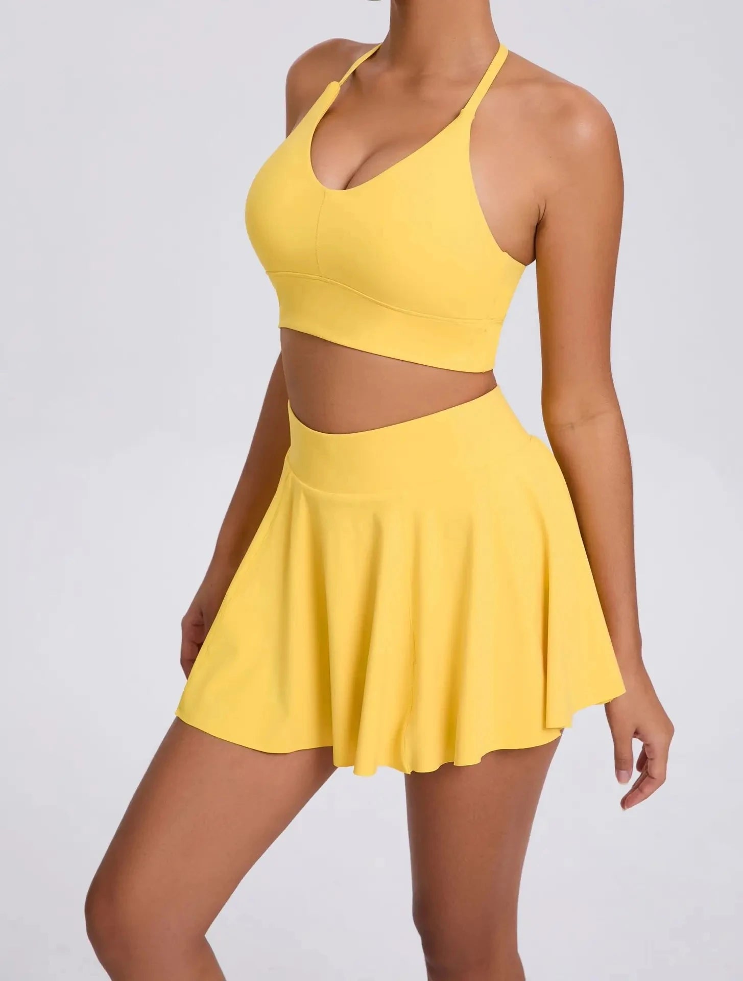 Yoga Set Casual Outdoor Bra Tennis Short Skirt