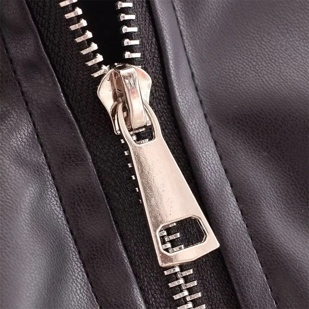 Women’s Versatile Long Sleeve Imitation Leather Loose Jacket Coat