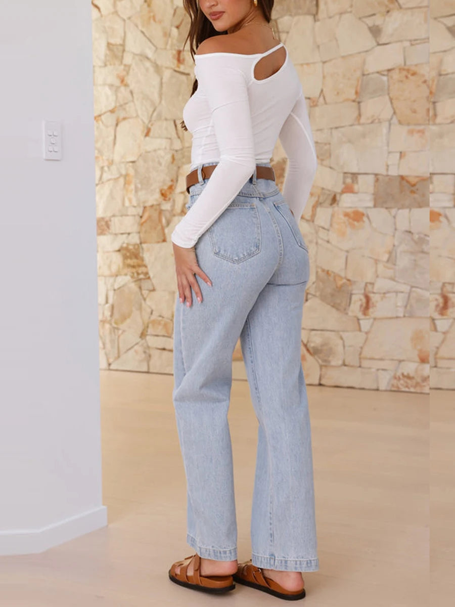 Elegant Women’s Asymmetric Cropped Top