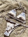 Halter Brazilian Metallic Satin Bikini Women Swimwear Female Swimsuit - Norellé