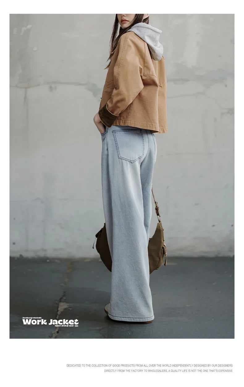 Women’s Retro Khaki Corduroy Collar Barn Jacket