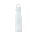 Women Button Up White Sleeveless Maxi Dress - Norellé