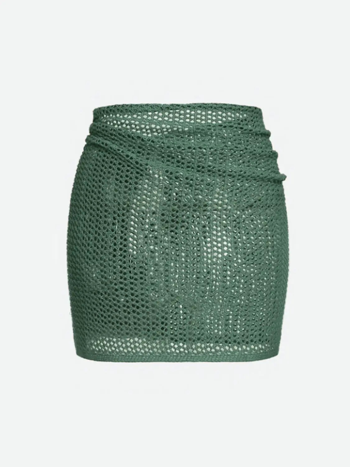 Women’s Knitted Short Skirt with Hollow Straps and Slit Beach Cover Up