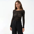 Lace Women'S Tops Hollow Out Basic Casual Elegant Long Sleeve - Norellé