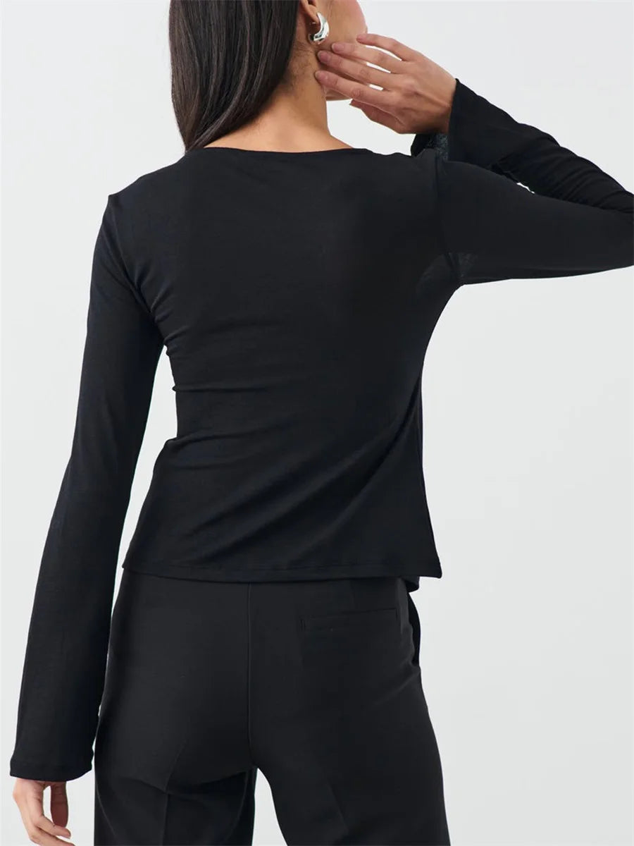 Women Tie Up Shirts Long Sleeve