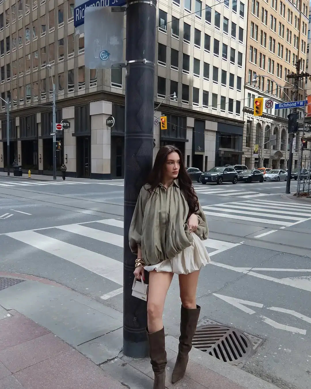 Elegant Pleated Green Oversize Bomber Jacket