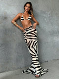 Flower Print Bikini Set Women's High Waist Long Skirt 3 Piece Swimsuit - Norellé