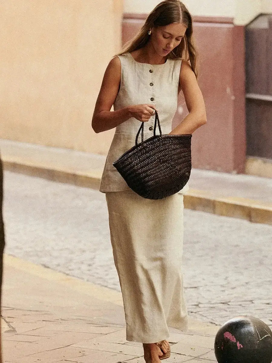 Women’s Sleeveless Vest High Waisted Skirt 2-Piece Set