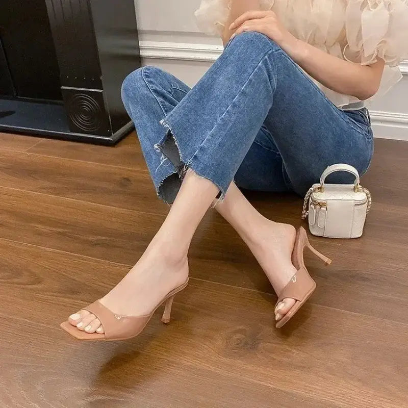 Women Square Toe Thin Heels
