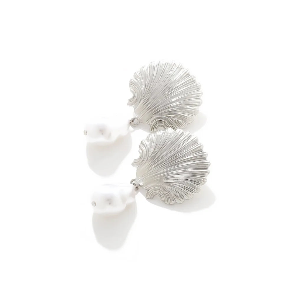 Shell Imitation Pearl Dangle Earrings