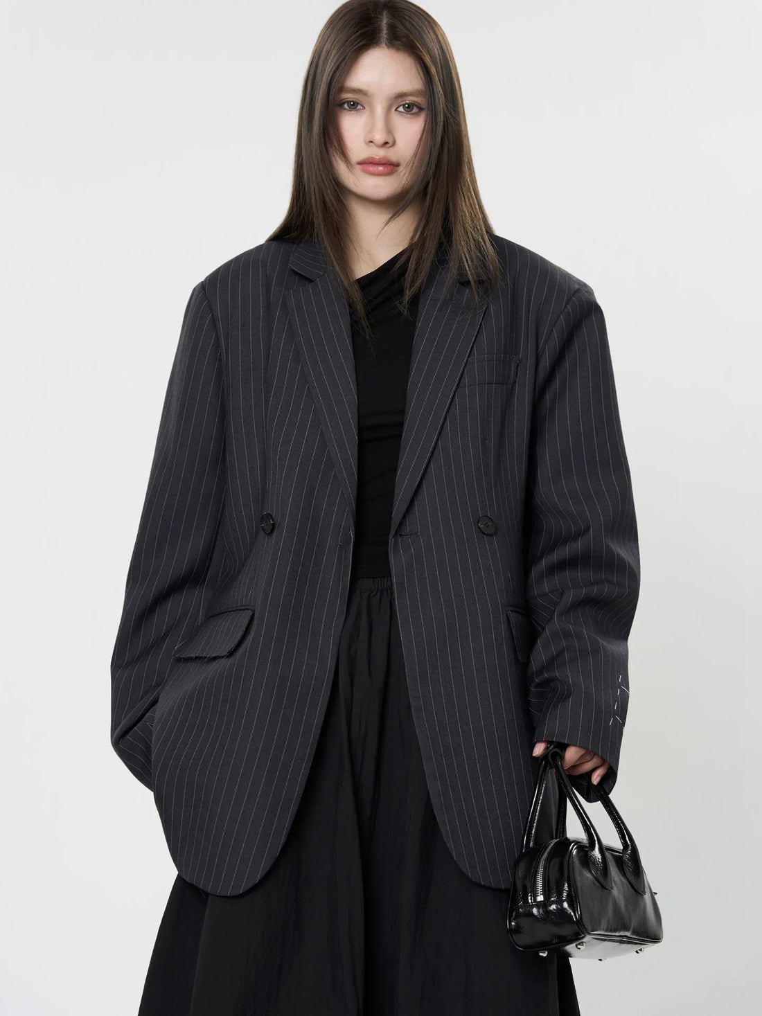 Women's Casual Striped Pocket Decoration Double breasted Loose Jacket - Norellé