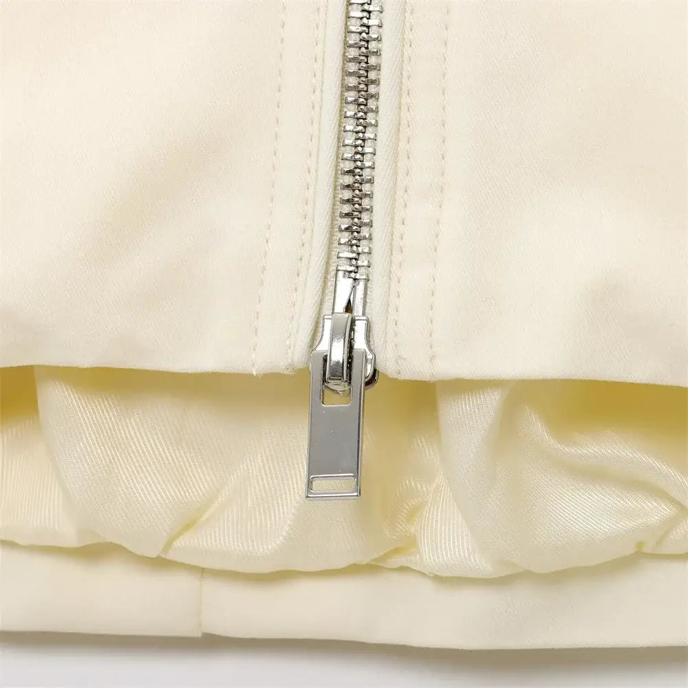 Women’s Jacket with Simple and Versatile Zipper Collar Long Sleeve