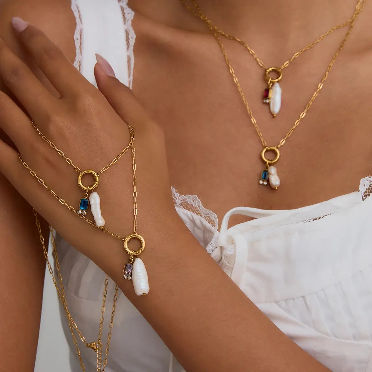 Freshwater Pearl Pendant Necklace Stainless Steel