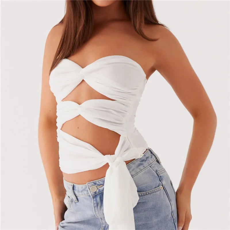 Women Ruched Tube Top