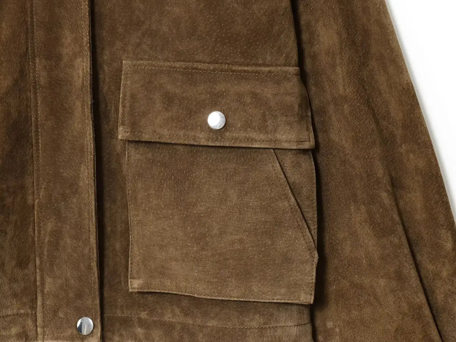 Women Front Patch Pockets Faux Leather Bomber Jacket