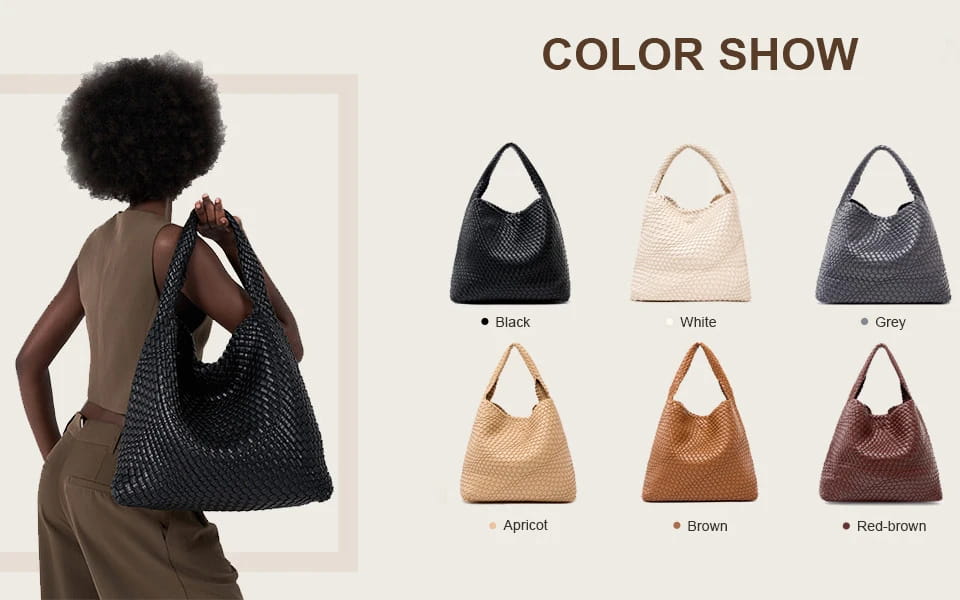 Woven Tote Bag for Women Soft Leather Shoulder